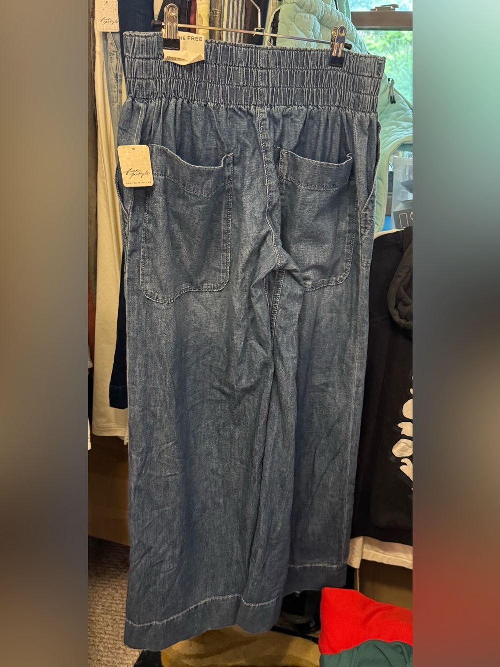 NWT Free People We The Free Breezy Denim Pull-On Jeans- cobalt dark blue - SMALL - Picture 10 of 11